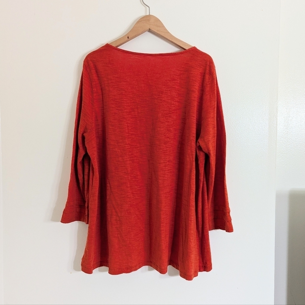 Soft Surroundings Burnt‎ Orange Embroidered Beads Tunic Top Size L - Picture 4 of 4